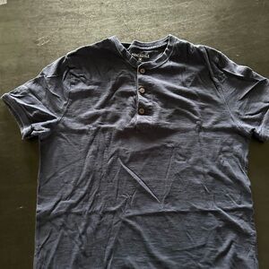 J Crew Mens Navy Henley Shirt with Button Placket